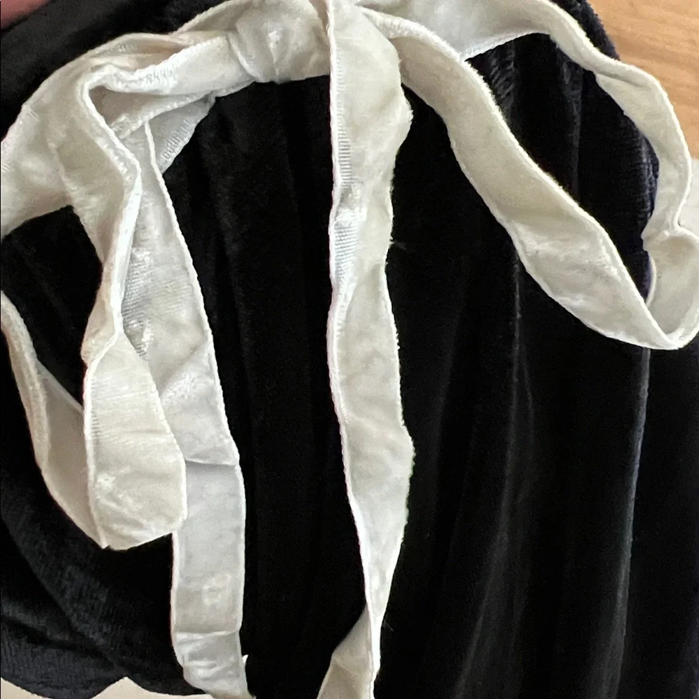 $128 Lisa Says Gah Scarlett black velvet Bubble Mini Skirt lt gray ribbons M - Picture 7 of 9